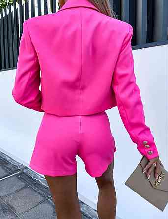 Жіночий трендовий костюм-двійка: піджак і спідниця-шорти костюмка Малина, 46/48 Одеса