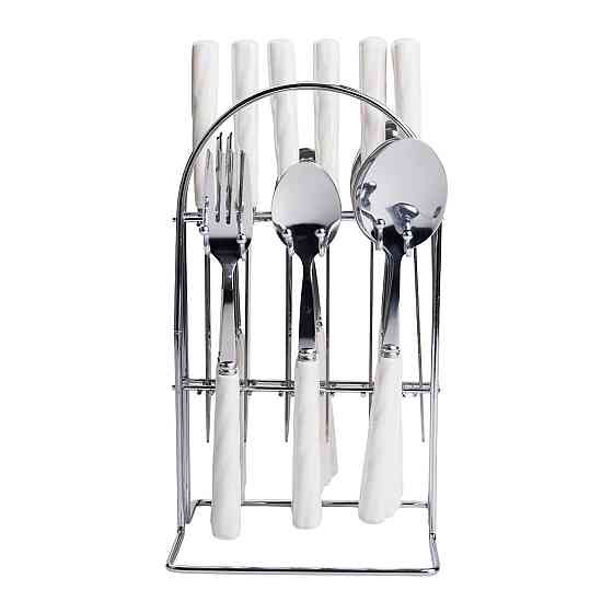 Yiwu Набір столових приборів на підставці 24 предмети столовий набір на 6 персон Білий зі срібл Київ