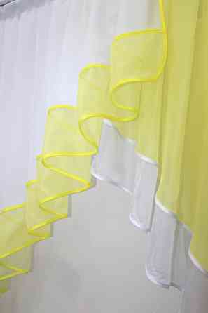 Кухонная занавеска VR-Textil № 023к белый с лимонным 150х150 см (52-0400) Киев