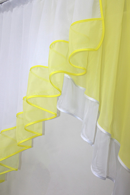 Кухонна занавіска VR-Textil № 023к білий з лимонним 150х150 см (52-0400) Київ - фото 5