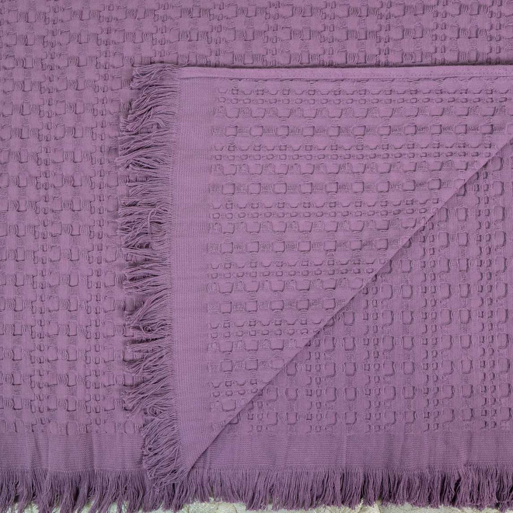 Простирадло-покривало вафельне жакардове преміум якості YouStar 200х240см 320г/м2 (Фіолетовий) Суми - фото 6