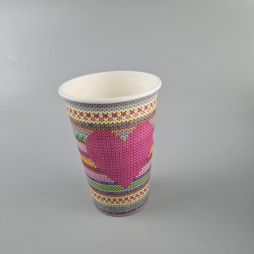 Стаканы бумажные одноразовые 340 мл "СЕРДЦЕ ВЯЗАНОЕ"   (50 шт) Харьков - изображение 2