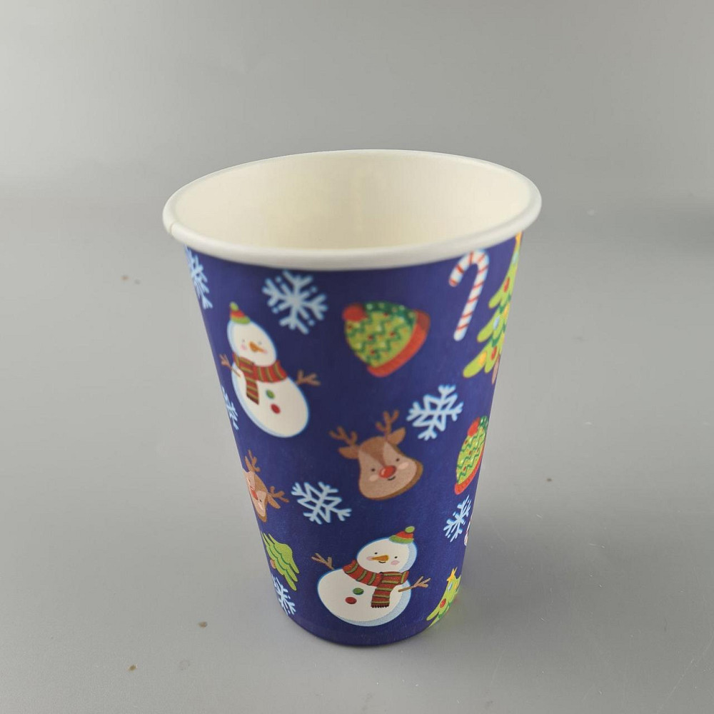Стаканы бумажные одноразовые 340 мл НГ "СНЕГОВИК НА СИНЕМ"   (50 шт) Харьков - изображение 2