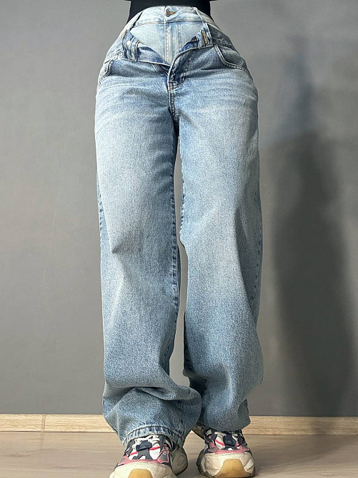 Джинсы женские Its Basic 4607-4 BARREL skater с двойным поясом голубые, голубой, 42, 42, 87 см, 115 см Киев - изображение 1