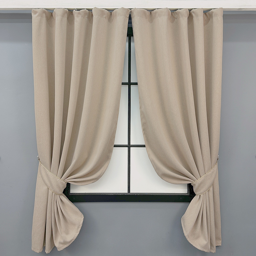 Комплект коротких штор VR-Textil Блэкаут двусторонний Eclipsе № 1817ш Песочный 130х170 см 2 шт (35-0400 Киев - изображение 1