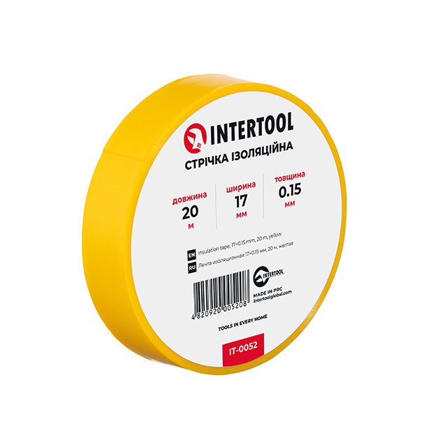 Стрічка ізоляційна 0.15мм*17мм*20м жовта INTERTOOL IT-0052 Киев - изображение 1