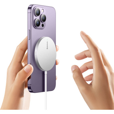 Зарядний пристрій Baseus Simple Mini3 Magnetic Wireless Charger 15W Silver (CCJJ040012) Вінниця - фото 4