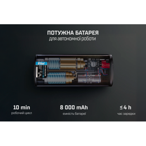 Компресор ViTOL K-35 3в1 з павербанком, ліхтарем, 7.4V, 8000mAh Харків
