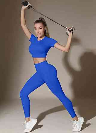 Жіночий костюм для фітнесу спортивний з топом S синій Київ