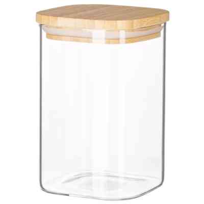 Емкость для сыпучих продуктов Ardesto Midori 500мл, скло, бамбук, квадратна, прозорий (AR1348BBS) Вінниця