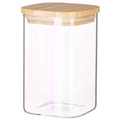 Емкость для сыпучих продуктов Ardesto Midori 500мл, скло, бамбук, квадратна, прозорий (AR1348BBS) Вінниця - фото 1