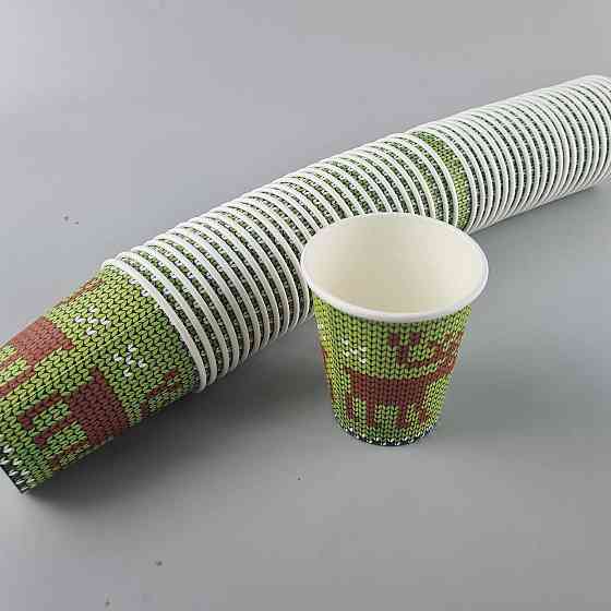 Бумажные стаканы цветные 175мл НГ "ОЛЕНЬ НА ЗЕЛЕНОМ"  Маэстро (50 шт) Харьков