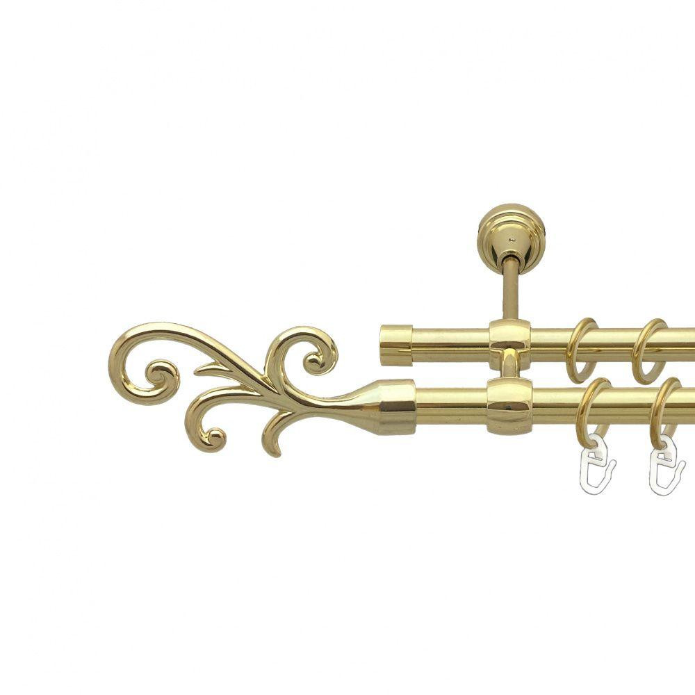 Карниз Orvit Фала металевий дворядний литий гладка труба кільце металеве Золото 16\16 мм 300 см (00-00014454) Львів - фото 1