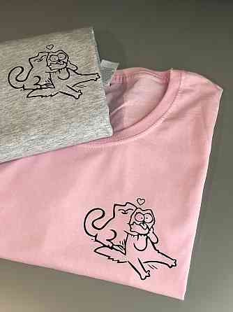 Парні футболки для хлопця та дівчини з принтом — Котики Чернівці