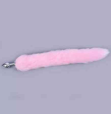Анальна пробка розовая, размер 40см, мех искусственный Киев
