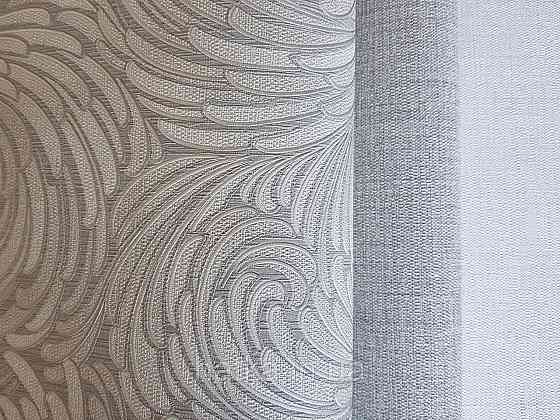 Шпалери метрові вінілові на флізелін Grandeco Poem геометрія абстракція мазки віяло білі на сірому Київ