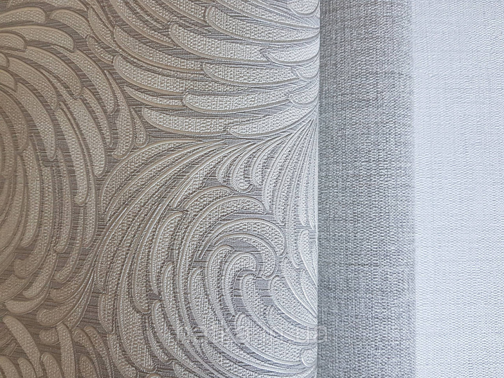 Шпалери метрові вінілові на флізелін Grandeco Poem геометрія абстракція мазки віяло білі на сірому Київ - фото 2