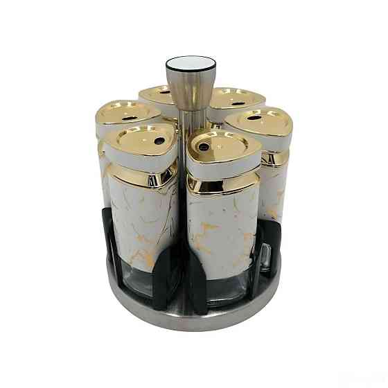 Yiwu Набір баночок для спецій 6 шт 120 мл карусель для зберігання спецій HP-1332 Київ