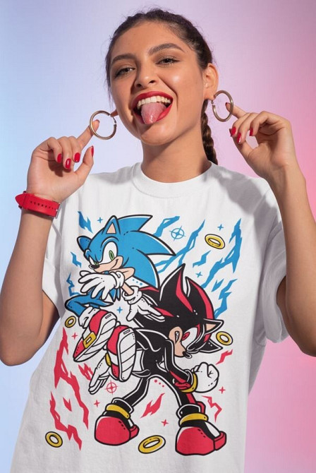 Футболка для мальчика аниме Хероес Соник Хероес Винтаге оверсайз (рост от 165 до 180 ) Черний AnimeJ0795m Днепр - изображение 2