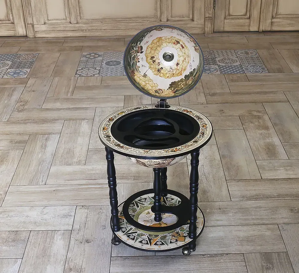 Глобус барів підлоговий Карта світу бежевий на чорній основі сфера 33 см mastersem Київ - фото 3