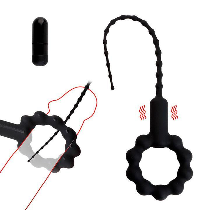 Ерекційне кільце з уретральним катетером і вібрацією - Чорний Вінниця - фото 5