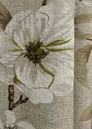 Шторна тканина льон з квітковим принтом, колекція "Прованс" колір капучино 1819ш Київ