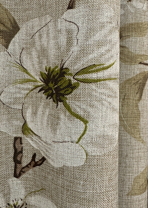 Шторная ткань лен с цветочным принтом, коллекция 