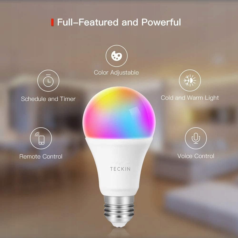 Умная LED лампочка TECKIN SB50 RGB: 800 лм, 7.5 Вт, управление со смартфона, Wi-Fi Smart RGB (Цена за 1 шт) Киев - изображение 7