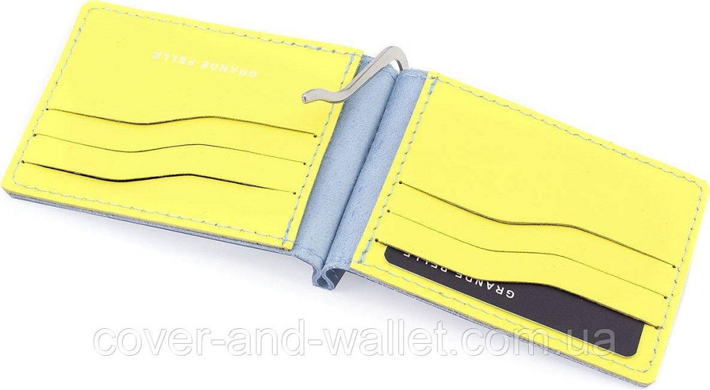 Жовто-блакитний затискач для купюр з написом З Україною в серці Grande Pelle Onda Київ - фото 4