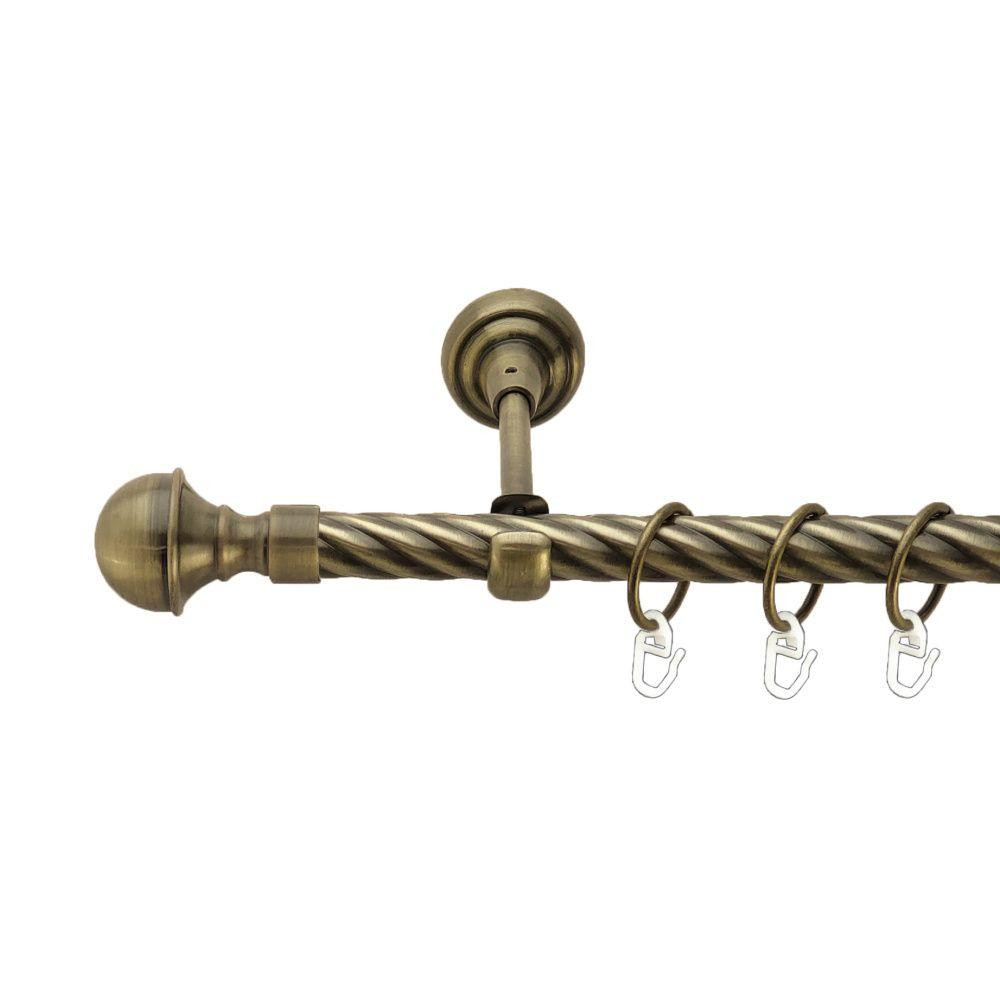 Карниз Orvit Бостон металевий однорядний відкритий скручена труба кільце металеве Антик 19 мм 160 см (00-00017129) Львів - фото 1
