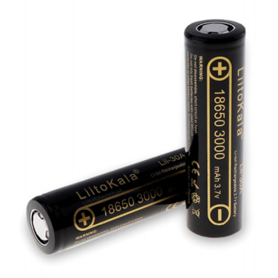 Акумулятор 18650 3000mah Li-Ion, (2850-3250mah), 3.7V (2.75-4.2V), Blac Liitokala (Lii-30A) Вінниця - фото 1