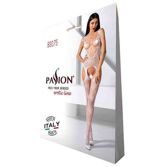 Відвертий бодістокінг з глибоким декольте Passion BS075 white Sex Aura Київ