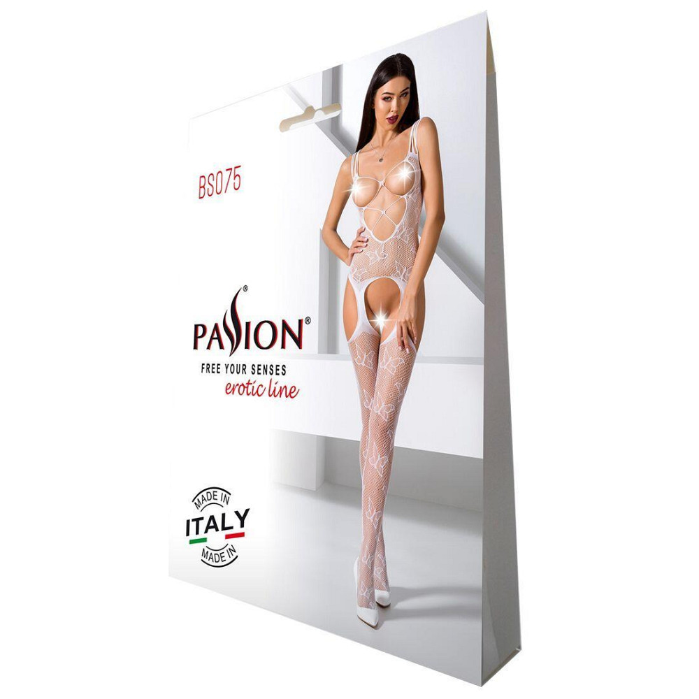 Відвертий бодістокінг з глибоким декольте Passion BS075 white Sex Aura Київ - фото 5