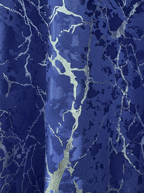 Комплект готових штор VR-Textil Льон мармур Royal Touch № 2003ш Синій 200х270 см 2 шт (32-479) Київ - фото 8