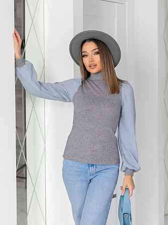 Жіноча елегантна кофта гольф у рубчик "Dazy" | Норма та батал Сірий, 46-48 Київ