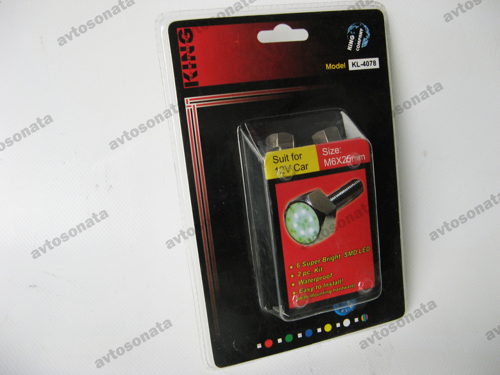 Болтики для номерів 4078 з підсвічуванням 6LED Blue (пара) Вінниця - фото 2