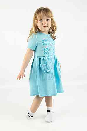 Плаття для дівчаток, літнє лляне з вишивкою, блакитне топ Київ