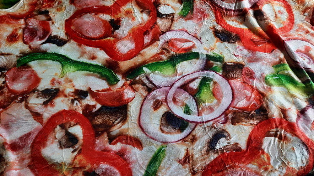 Плюшевый Плед Пицца 200 см, ОРИГИНАЛЬНОЕ ФОТО ПЛЕДА,  3D Плед Пицца, покрывало в виде пиццы Кременчуг - изображение 4