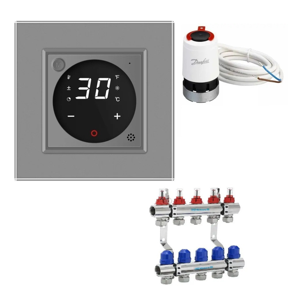 Комплект керування водяною теплою підлогою LIVOLO сірий скло (VL-C7FCQ1-D88H3142-2IP) Коломыя - изображение 1