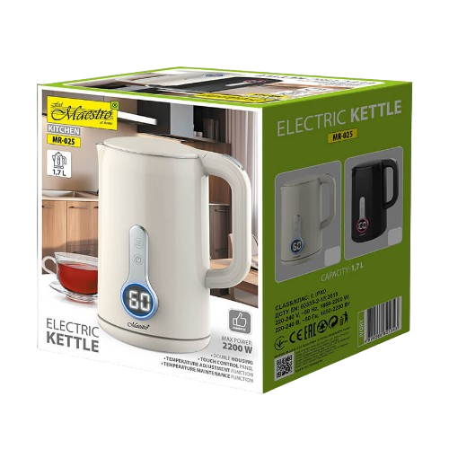 Електрочайник 1,7л 1850-2200W (диск) сенсорна панель MR-025-IVORY Maestro Житомир