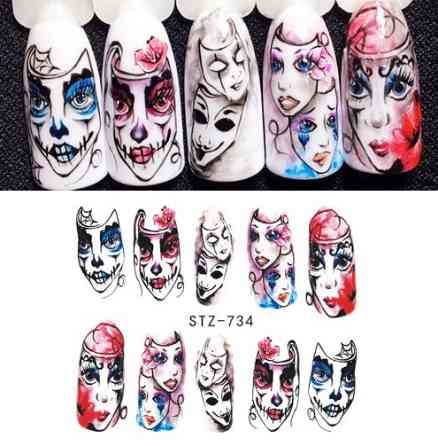 Наклейки для нігтів Хелловін декоративні 5 на 6 см різнобарвний Київ