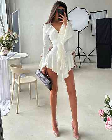 Жіноча стильна мінісукня-комбез мікродайвінг Біла, 42/44 Одеса