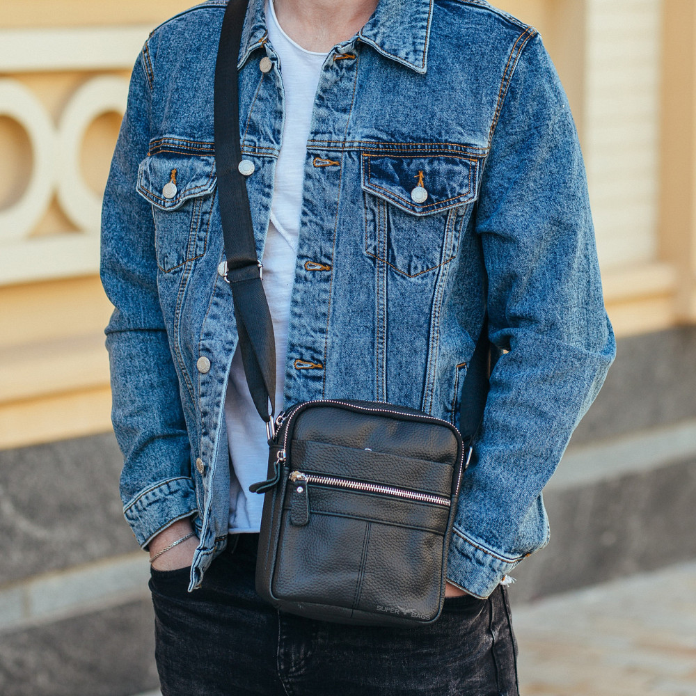 Чоловіча чорна шкіряна сумка-месенджер Tiding Bag Київ - фото 8