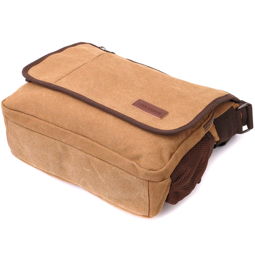 Містка текстильна сумка для ноутбука 13" через плече Коричнева (Vintage) Київ - фото 9