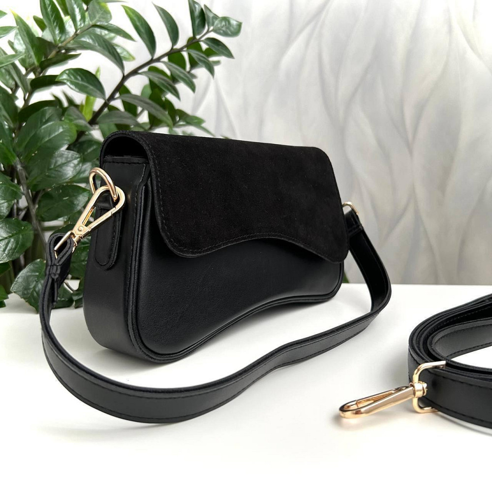 Красивый, стильный клатч. НАТУРАЛЬНАЯ ЗАМША+эко кожа. Черный. 301-41 Киев - изображение 5