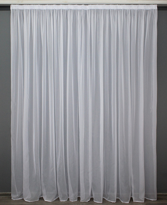 Тюль с тесьмой карандаш VR-Textil н101 Шифон однотонный Белый 400х250 см (44-027) Киев - изображение 2