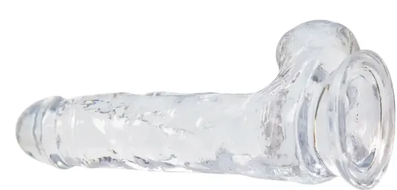 Прозрачный фаллоимитатор на присоске ADDICTION — Clear Dildo with Balls 8″, вибропуля в подарок Львов