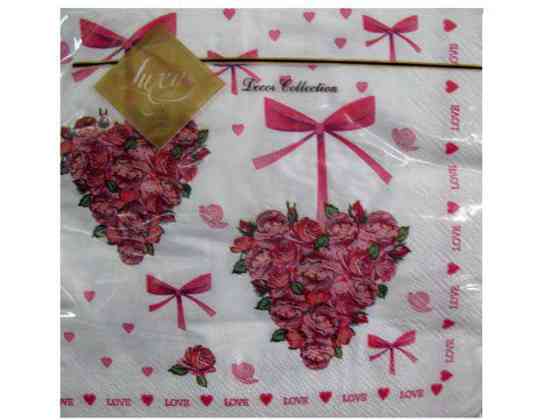 Святкова серветка (ЗЗхЗЗ, 20 шт.) Luxy Серце з троянд (102) (1 пачка) Харків