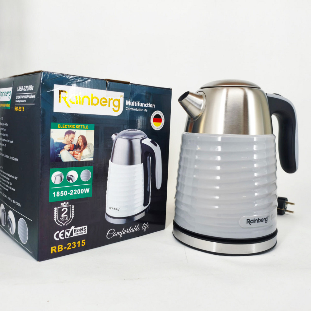 Електричний чайник з функцією автовідключення Rainberg RB-2315 1.8л 2200Вт, Чайник красивий електричний HD-21 Львів - фото 5
