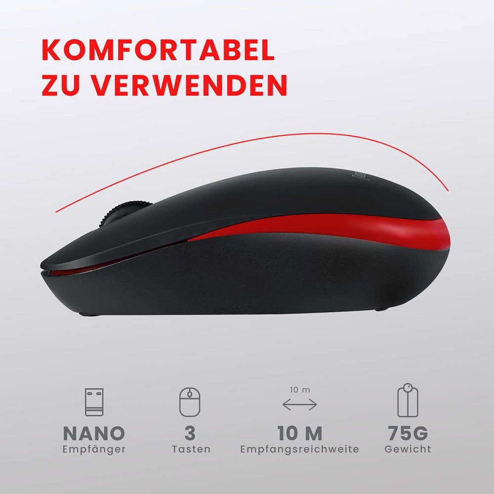 Набор клавиатура и мышь Perixx Periduo-712/804 черный беспроводной 2.4GHz QWERTZ nano‑ресивер 1000 DPI мини Киев - изображение 3
